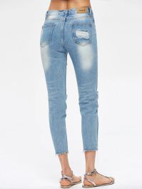 Destroyed Cropped Jeans - Blue-0 - 4