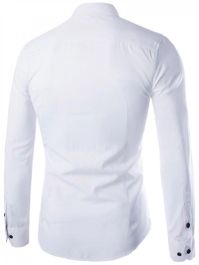 Plus Size Slimming Long Sleeve Shirt - White-0 - 2