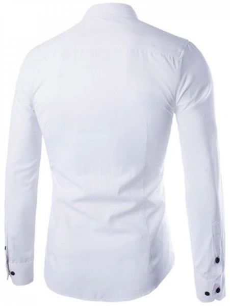 Plus Size Slimming Long Sleeve Shirt - White-0-2